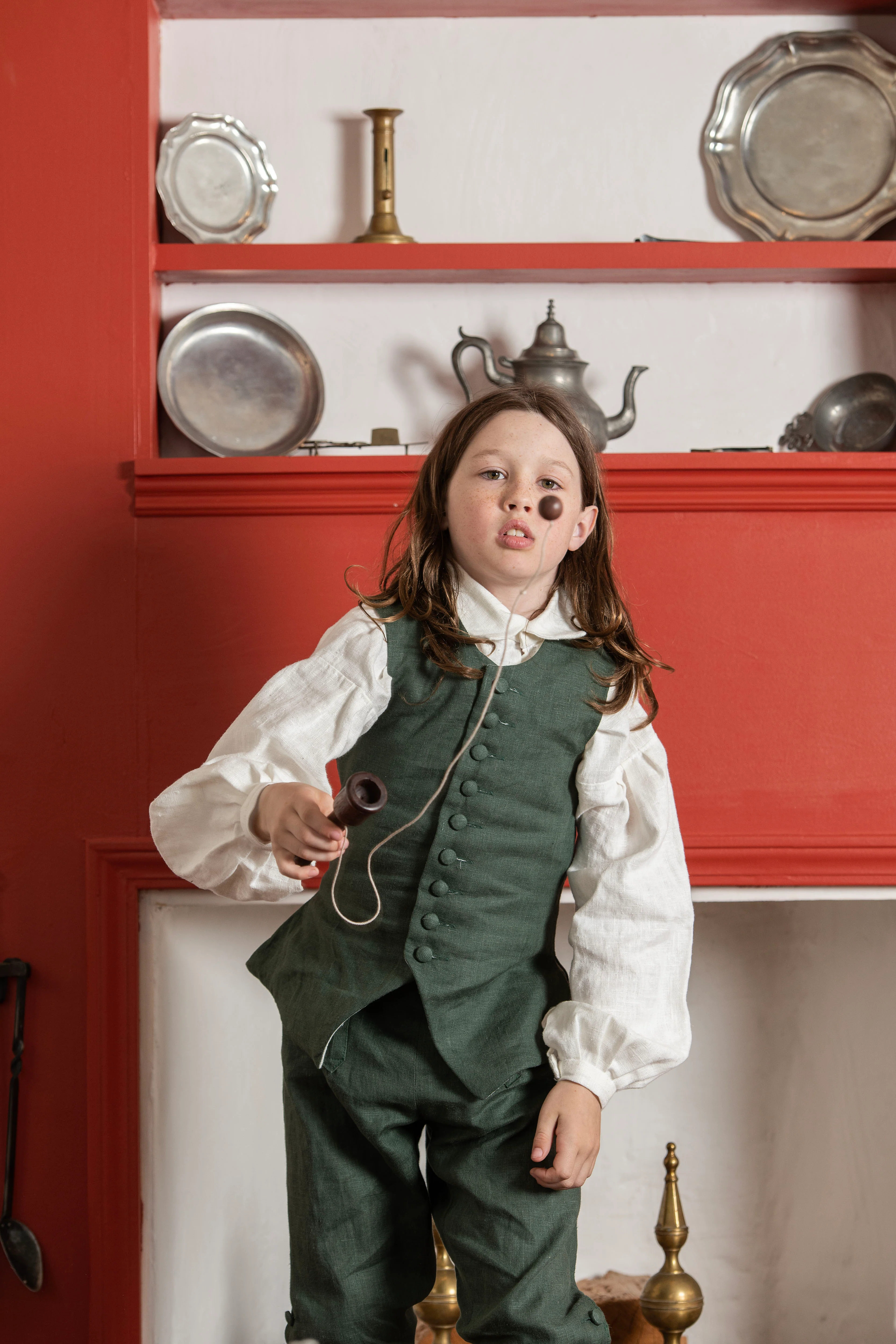 Boys Breeches | Green Linen - Image 3